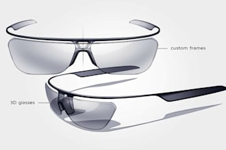 design eyewear tech pack, cad, technical drawings for manufacturing