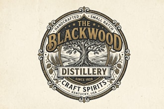 design a classic craft spirits logo for distillery