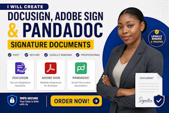 create docusign, adobe sign and pandadoc signature documents