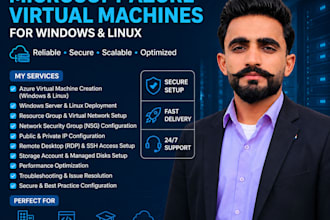 create and configure microsoft azure windows and  virtual machines