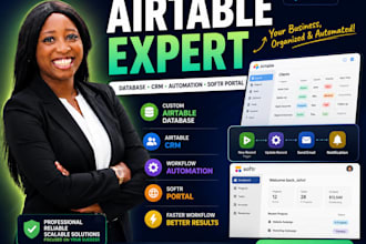 design airtable database, airtable CRM, workflow automation and softr portal
