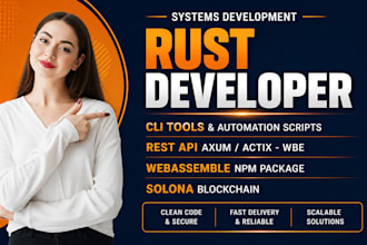develop and fix rust programming projects, rest API, backend development