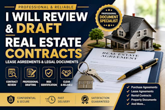 review and draft real estate contracts, lease agreements and legal documents