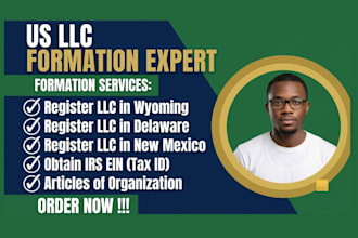 register US llc in wyoming, delaware, new mexico with ein
