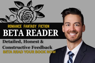 beta read your romance book, fantasy novel or fiction manuscript