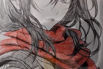 draw realistic pencil sketch and custom anime art portrait