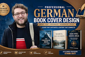 design german book cover, ebook cover design, manuscript workbook layout design