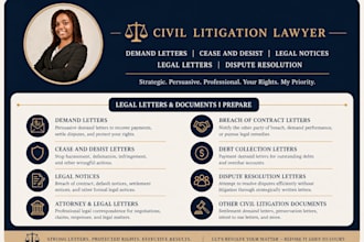 write demand letters, cease and desist, legal letters as civil litigation lawyer