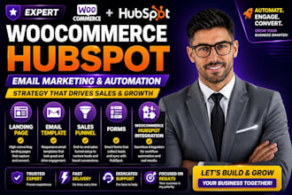 setup woocommerce hubspot, landing page, email template, sales funnel, forms