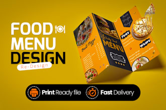 do food menu design, menu design, restaurant menu design within 24h