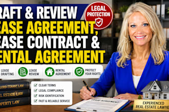 draft and review lease agreement, lease contract and rental agreement