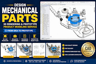 design mechanical parts, 3d rendering and prototype product modeling service