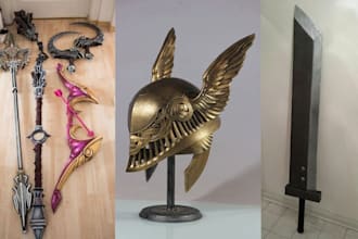 create 3d printable cosplay props, weapons and helmet for cosplay creation