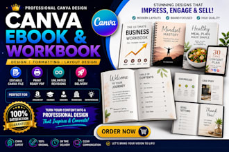 design canva ebook , workbooks, ebook formating, and layout design