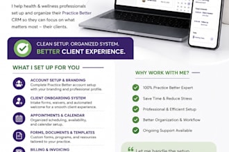 set up practice better CRM, ehr  health,wellness,nutritionist
