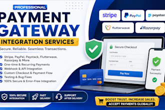 integrate stripe, paypal, paystack, flutterwave