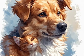 paint dog, cats, whatever pet portrait with watercolor