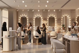 do 3d beauty salon interior design spa barbershop sauna makeup manicure naillash