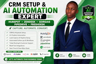setup hubspot zendesk gorgias pipedrive freshdesk crm ai automation