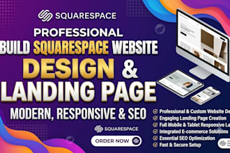 build squarespace website, design or redesign squarespace website, landing page