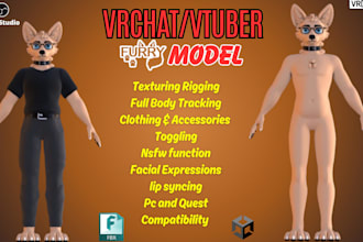 build custom 3d vrchat avatar, 3d vtuber model, furry, quest, PC,