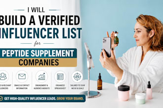 build a verified influencer leads, waitlist for peptide supplement companies