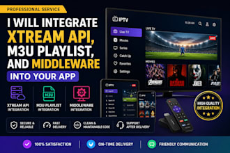 integrate xtream API, m3u playlist, and middleware into your app