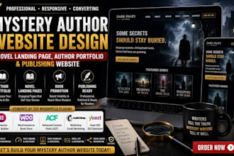 design mystery author website novel landing page portfolio publishing website