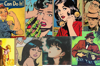 draw vintage comic poster art retro pop art digital illustration retro comic