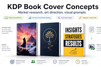 create strategic KDP book cover concepts with market research and ai art prompts