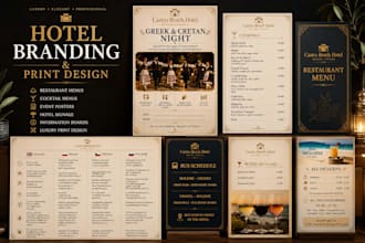 design luxury hotel menus, signage and print materials