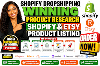 do shopify dropshipping winning product research shopify etsy product listing