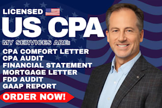sign US CPA audit financial statement profit and loss statement cash flow fdd