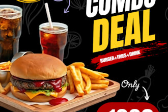 design a professional burger or food social media poster ad