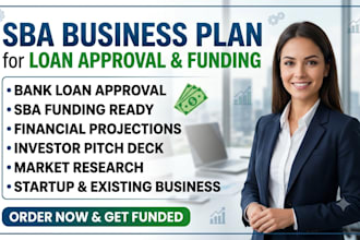 write a professional sba business plan for loan approval and funding