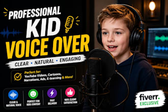 record a natural kid voice over in english