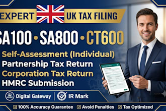 file your UK tax, sa100, sa800, and corporate ct600