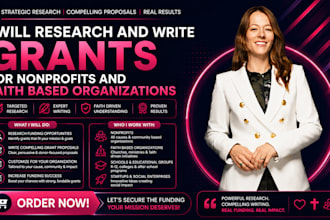research and write grants for nonprofits and faith based organizations