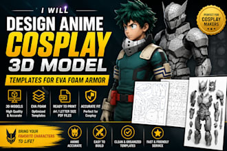 design anime cosplay 3d model templates for eva foam armor