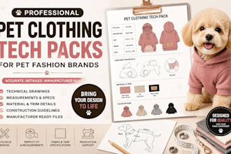 design pet clothing tech packs for pet fashion brands