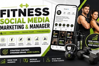 social media marketing manager for gym fitness coaches, fitness program, coach