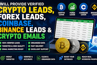 provide verified crypto leads, forex leads, coinbase, binance lead crypto emails