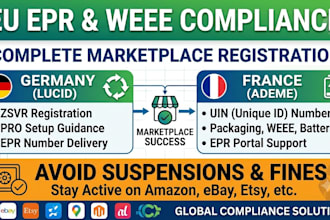 handle epr, weee, and packaging registration for germany and france compliance