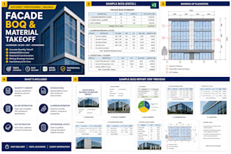 prepare facade boq, quantity takeoff, and material estimation