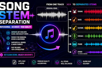 do music stems separation, extract vocals, bass, drums, instruments in any song