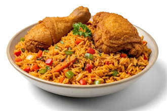 prepare delicious jollof rice and chicken for your event