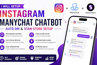 setup instagram manychat chatbot instagram and manychat auto dm stan store setup