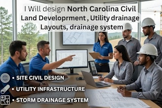 design north carolina civil land development, utility layout, drainage system
