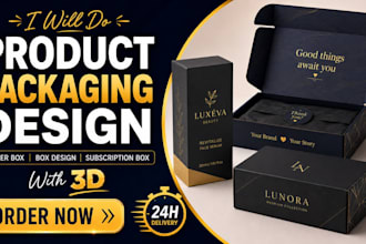 do packaging product design, mailer box, subscription amazon box design with 3d