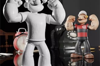 2d surface to3d cartoon figures,3d print,sculpt vinyl toys,action figure,3d scan